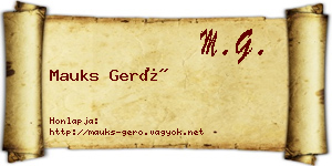 Mauks Gerő névjegykártya
